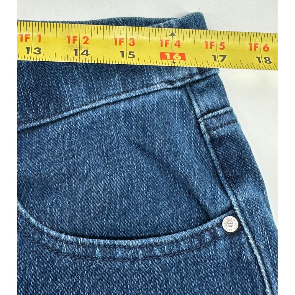 Belle by Kim Gravel Capri Jeans Women 14 Blue Lace Trim Stretch Pull On Denim - Picture 7 of 8